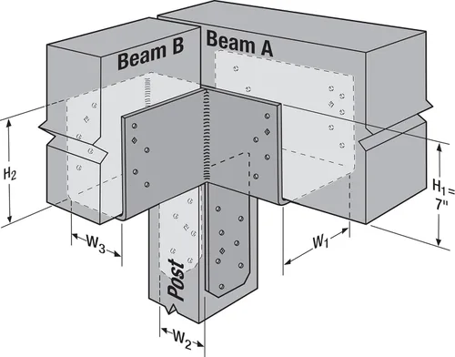 Miniatura 10 de Simpson Strong-Tie ECCLRQ666SDS - ECCLLQ Tapa de columna de extremo en forma de L para vigas 6X y poste 6X con tornillos SDS, soporte de marco