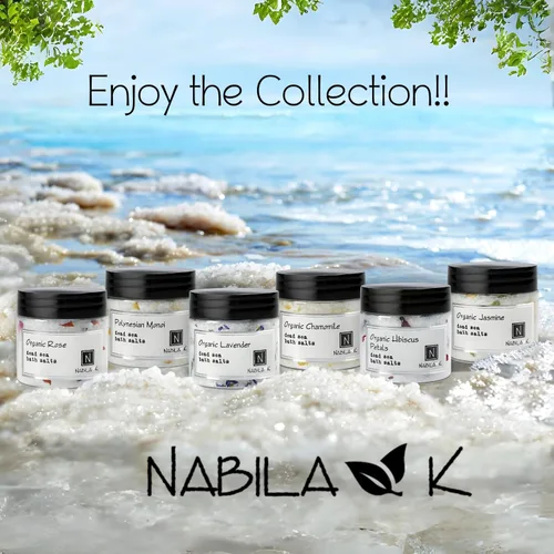 Miniatura 7 de Nabila K - Sales de baño orgánicas de rosas – Sal del Mar Muerto y sal de Epsom exfoliante y remojar – Exfolia e hidrata la piel, aceites esenciales