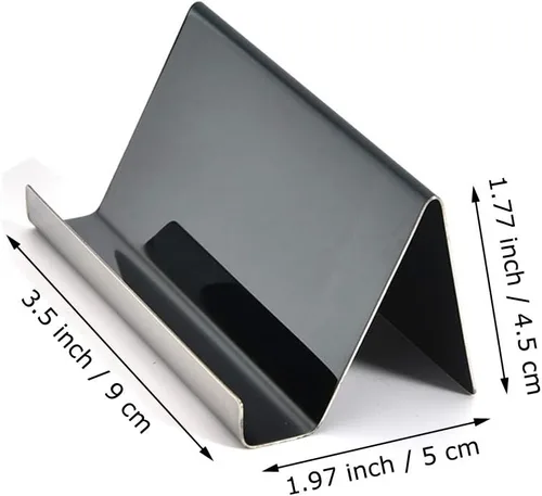 Miniatura 2 de Enyuwlcm Tarjetero de escritorio de metal para escritorio, soporte de tarjetas de visita de acero inoxidable para hombres, oficina, negro, paquete