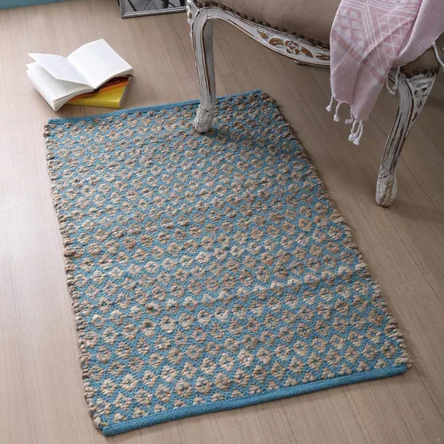 Miniatura 14 de Jute Patsan - Alfombra tejida a mano de 2 x 3 pies, diseño de rayas torcidas naturales, alfombra de piso suave para entrada, cocina, dormitorio