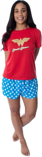 Miniatura 2 de DC Comics Wonder Woman - Conjunto de pijama de 2 piezas con logotipo de lámina dorada para mujer, Logotipo WW