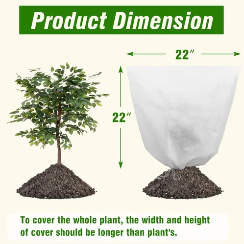 Miniatura 2 de Gardzen Paquete de 5 cubiertas para plantas, protección contra la congelación, cubierta para árbol con cordón, protección de plantas contra