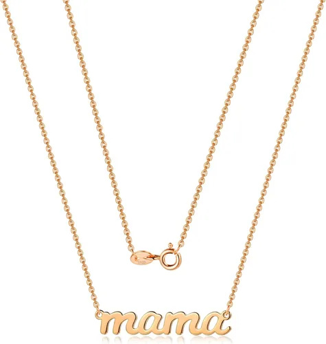 Collar de plata esterlina 925, regalo para mamá, chapado en oro de 14quilates, collar con mama pequeño y lindo, regalo de hija, para madre,