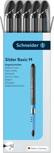 Miniatura 5 de Schneider Slider Basic M (151101) - Bolígrafo (0.039 in, barril transparente, tinta negra, caja de 10 unidades)