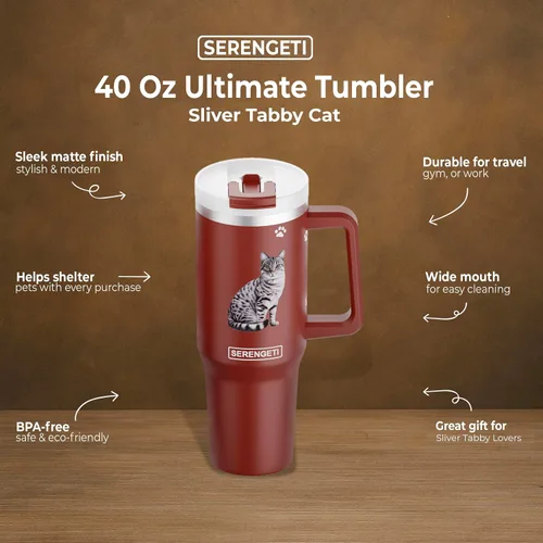 Miniatura 3 de SERENGETI - Vaso térmico de 40 onzas con asa y pajilla, con aislamiento al vacío con popote y tapa, taza de viaje de acero inoxidable para amantes