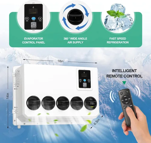 Miniatura 3 de Aire acondicionado eléctrico 12V para RVs, camiones, vehículos de construcción, excavadoras, cosechadoras, maquinaria agrícola (12V)