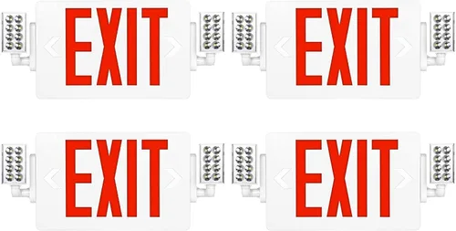 Miniatura 12 de Spectsun - Paquete de 1 señal de salida roja con luces de emergencia, dos luces LED de salida de emergencia ajustables con batería de respaldo, Rojo