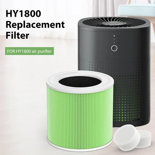 Miniatura 2 de Paquete de 2 filtros de repuesto HY1800 para purificadores de aire Honeyuan/MORENTO/Loytio Filtración 3 en 1 con tecnología de carbono mejorada