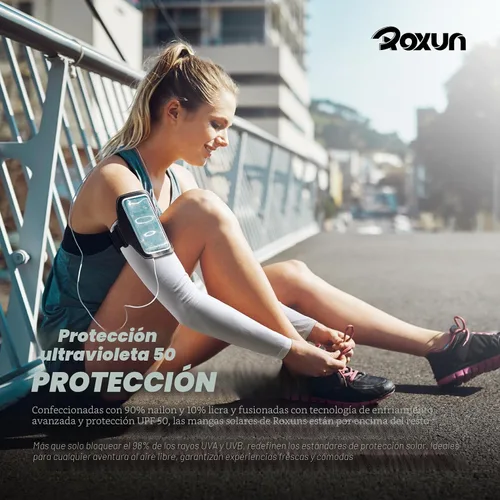Miniatura 5 de ROXUN Mangas de brazo, compresión deportiva de protección solar UV refrescante para hombres/mujeres