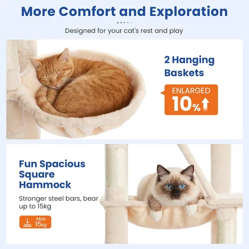 Miniatura 3 de ABCPET Cat Tree - Torre para gatos de varios niveles de 82 pulgadas para gatos de interior, árbol grande resistente para gatos con postes rascadores