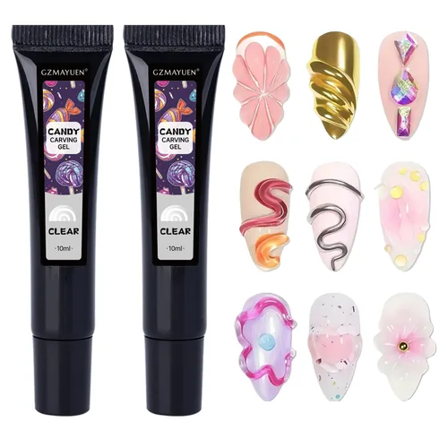 Miniatura 10 de 3D Gel Nail Art 0.35 oz No Wipe Clear Black White Nail Sculpting Gel, Gel Liner 3D Nail Gel Sculpting Gel en relieve Gel de caramelo Gel Moldeo de 3