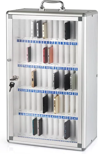 Miniatura 8 de Gabinete de almacenamiento de 30 ranuras de aleación de aluminio para teléfonos celulares, montado en la pared con un bloqueo, se puede llevar a