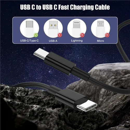 Miniatura 7 de Pack de 3 cables negros [1 mt + 2 mt + 3 mt] 60 W USB C a USB C, cable de carga rápida tipo C para iPhone 17 16e 16 15 Pro Plus Pro Max, para Galaxy