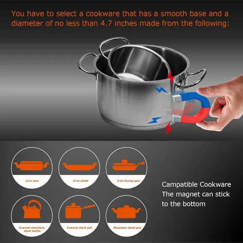 Miniatura 5 de Cocina de inducción de 24 pulgadas de 4 quemadores, encimera plana de vidrio eléctrico con Bridge-SYNC, 3 modos preestablecidos de refuerzo