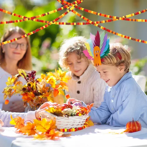 Miniatura 7 de Whaline 1000 cuentas de poni de otoño, 4 colores mezclados, cuentas de plástico para manualidades, rojo, amarillo, naranja, marrón, cuentas