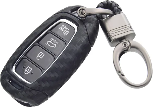 Zorratin Funda para llavero de silicona de carbono + llavero para Hyundai Kona Azera Grandeur IG Elantra GT Santa Fe Veloster Venue 2018 2019 2020