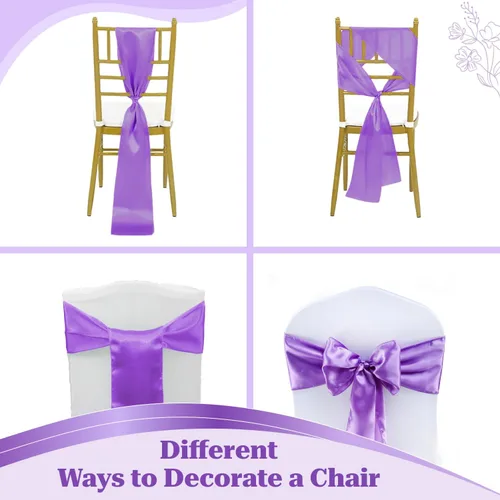 Miniatura 111 de mds - Lote de 10 lazos de satén para sillas de boda y eventos, para decoración de fiestas, 30 colores, Satin, 10 Verde oliva