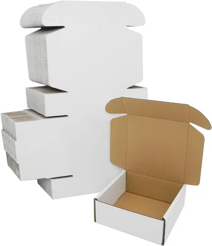 Miniatura 16 de Paquete de 50 cajas de envío de 7x6x2 pulgadas, caja de cartón blanco corrugado, cajas de correo planas para literatura para embalaje de pequeñas