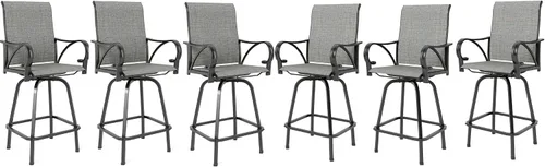 Miniatura 32 de Juego de 4 taburetes de bar para exterior de MFSTUDIO, sillas giratorias de patio con altura de barra, barras de bar de patio con respaldo alto