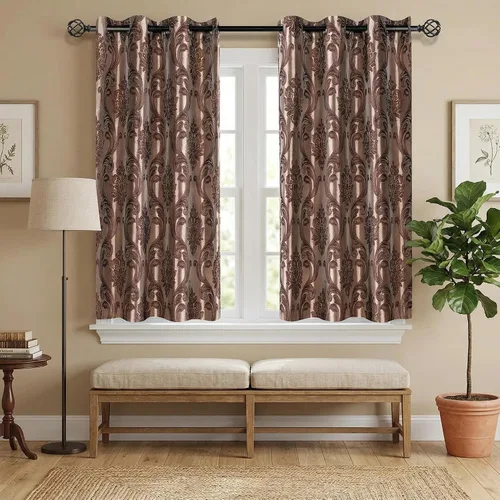 Miniatura 24 de NAPEARL - Cortinas de damasco marrón: cortinas de lujo para sala de estar, cortinas de jacquard para decoración del hogar, cortina marrón victoriana