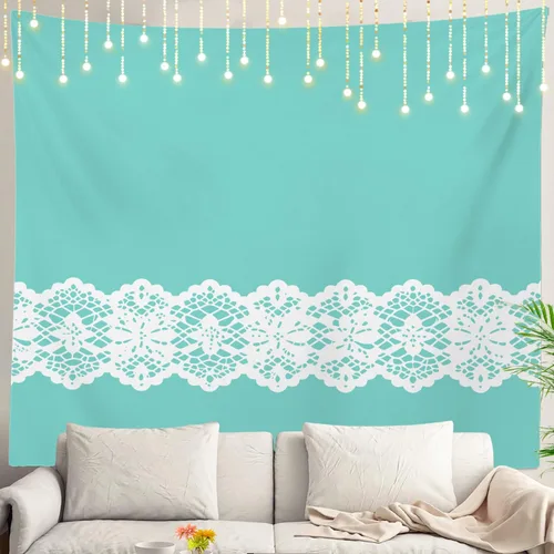 Miniatura 130 de Shrahala Tapiz de pared azul brillante, acuarela azul degradado para colgar en la pared, tapiz grande decorativo de fibra de poliéster, dobladillo