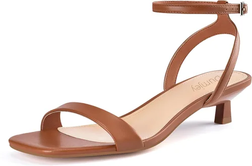 Miniatura 16 de Sandalias de tacón de gatito para mujer, con correa al tobillo, sandalias de tacón cuadrado con punta abierta, zapatos de fiesta de boda