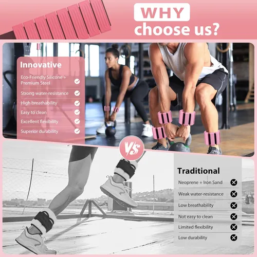Miniatura 2 de Pesas de muñeca y tobillo de Pilates para mujeres - Brazaletes con peso ajustables para hombres, bandas de brazo con peso de 2 libras, pesas de pie