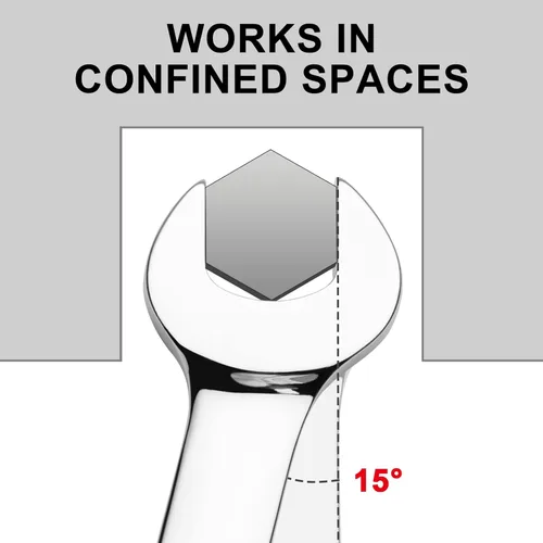 Miniatura 5 de Jetech Llave combinada de trinquete de 1 pulgada, SAE, engranaje de 72 dientes, grado industrial, extremo de caja de 12 puntos, acero Cr-V forjado