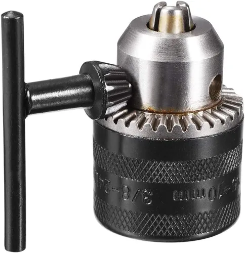 Miniatura 2 de uxcell Mandriles de taladro, 3/8-24UNF roscado de 0.059-0.394 in de capacidad con llave de mandril para taladro inalámbrico con cable de impacto