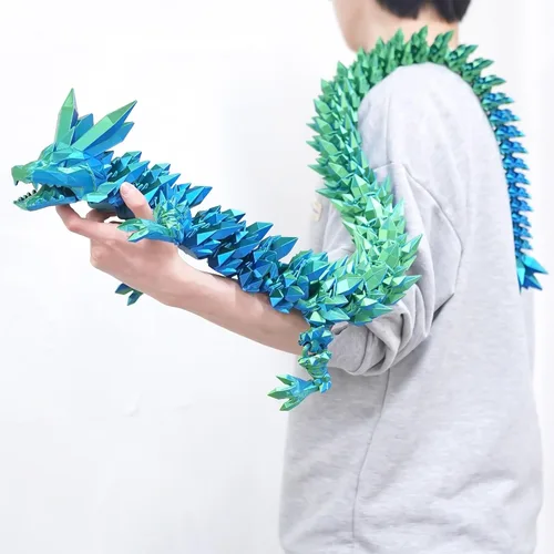 Miniatura 2 de Juguetes para ansiedad de dragón de cristal con estampado 3D súper grande de 48.82 pulgadas, figuras de animales extra largas y grandes, decoración