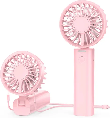 Sham Sham Ventilador de mano plegable, 2000 mAh y ultraportátil | El flujo de aire doble turbo se enfría un 40% más rápido | Tiempo de Rosa orquídea