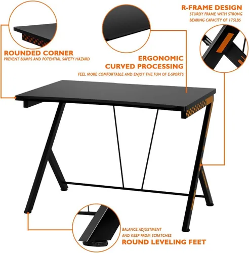 Miniatura 6 de Goplus Juego combinado de escritorio y silla para juegos, estilo de carreras, estación de trabajo para jugadores con soporte lumbar y reposacabezas