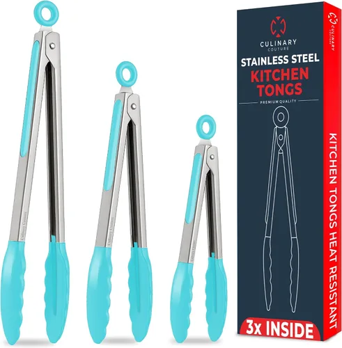 Pinzas de cocina para cocinar con puntas de silicona, pinzas resistentes al calor para servir alimentos, 7 pulgadas, 9 pulgadas, 12 pulgadas, pinzas