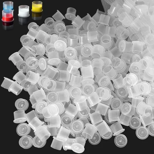 Tapas para tinta de tatuaje - Emalla 1000 piezas Pequeñas tazas de tinta de tatuaje desechables con base #11MM tapas de plástico para pigmento