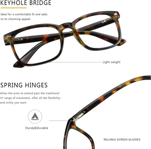 Miniatura 2 de Lentes cuadrados vintage con bloqueo de luz azul, antifatiga ocular, filtro UV, para computadora, lentes anti-luz azul para hombres y mujeres Ámbar