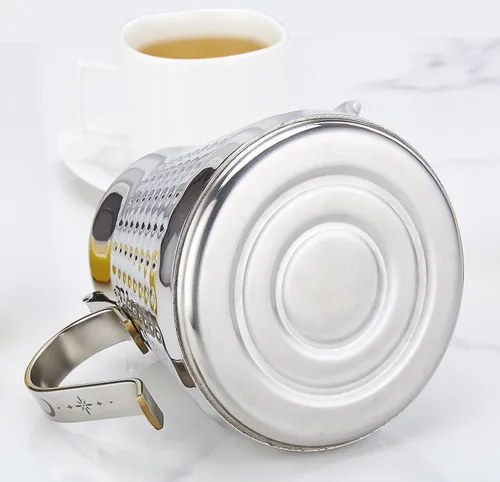 Miniatura 7 de SANQIAHOME 1.2L (40oz) martillo de acero inoxidable modelado tetera con infusor extraíble, cubierta de hojas sueltas, plata