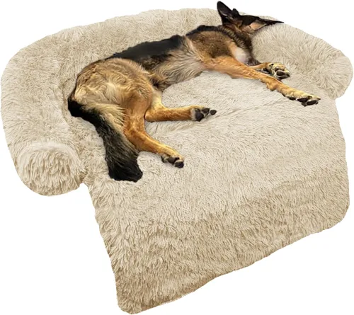 Miniatura 53 de Cama calmante para perro, tapete de felpa esponjoso para perros con protector de muebles con funda extraíble lavable para perros y gatos grandes