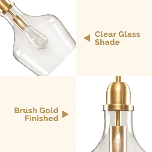 Miniatura 4 de INK+IVY Auburn - Iluminación colgante para comedor, luces industriales de cocina, lámpara colgante con forma de campana de vidrio soplado a mano