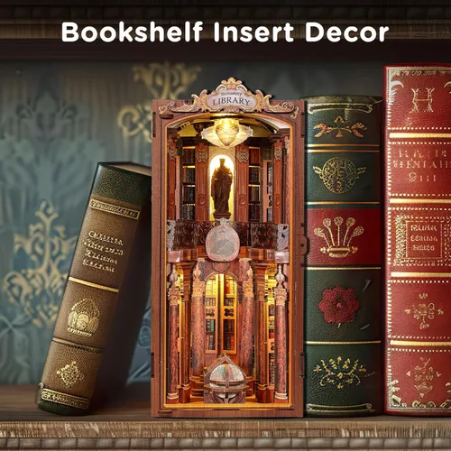 Miniatura 7 de SainSmart Jr. Kit de rincón de libros - Casa de muñecas DIY con luz LED - Kits de rompecabezas de madera en 3D en miniatura - Sujetalibros