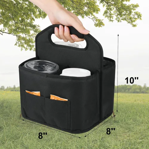 Miniatura 2 de Beautyflier Transportador de bebidas con asa para entrega reutilizable, aislado, portador portátil para 4 tazas con asa organizador, bolsa de mano