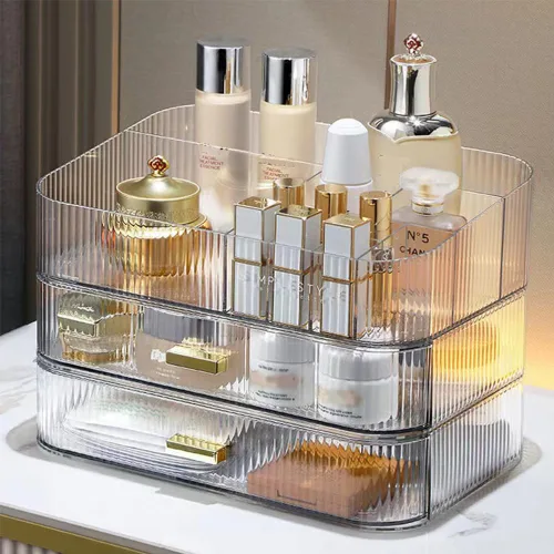 Miniatura 6 de Organizador de maquillaje con cajones apilables, organizadores y almacenamiento para tocador de baño, ideal para escritorios y cómodas, excelente