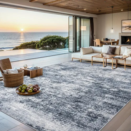Miniatura 12 de Alfombras de 6x9 para sala de estar - Alfombra lavable moderna abstracta suave grande neutral antideslizante para piso interior resistente a manchas