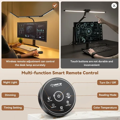 Miniatura 5 de Pzloz Lámpara de escritorio LED para oficina en casa - Lámpara de arquitecto para cuidar los ojos con abrazadera, luz inteligente de trabajo