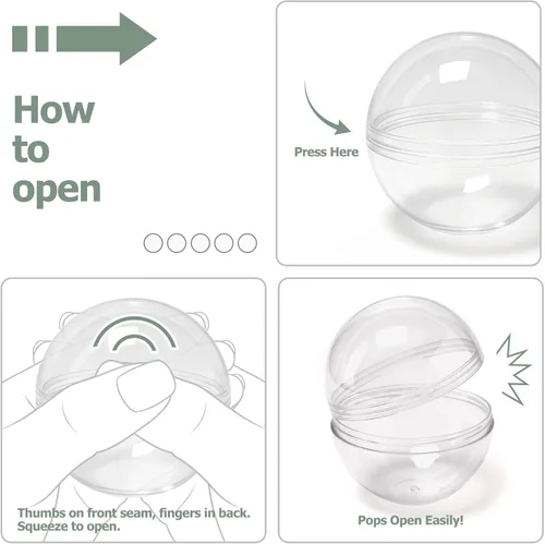 Miniatura 6 de 50 unidades de máquinas expendedoras de 2 pulgadas, cápsulas de máquina de chicle, cápsulas de plástico transparente, cápsulas rellenables