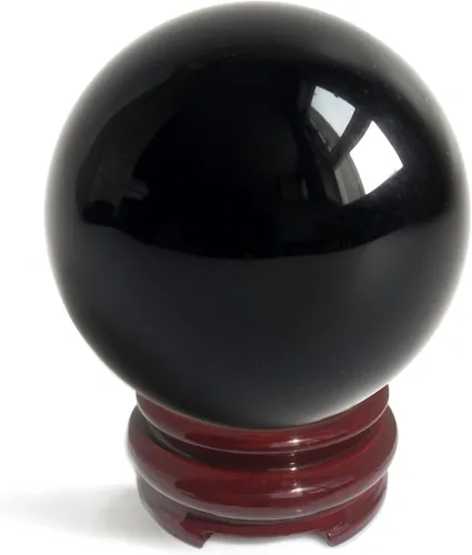Mina Heal Bola de cristal de obsidiana negra para meditación, adivinación y Feng Shui, esfera de obsidiana grande para decoración