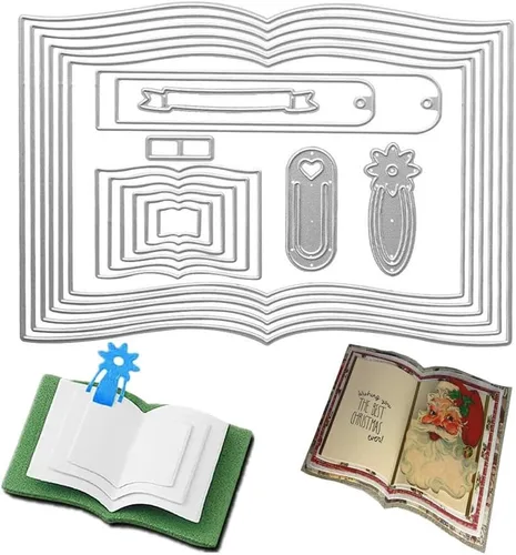 Troqueles de corte de libros, marcadores de etiquetas, troquelados, plantillas de metal en relieve, molde de plantilla para tarjetas de álbumes de