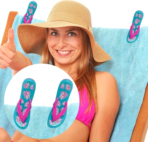 Miniatura 7 de PERFORMORE Clips para toallas de playa (correa rosa), paquete de 2, soporte portátil para toallas, seguro para sillas de playa, terraza, patio