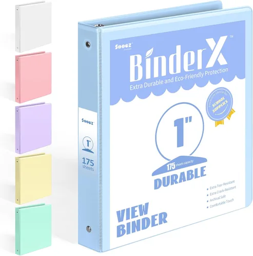 Miniatura 11 de BinderX - Carpeta de 3 anillos redondos extraduradera de 1 pulgada, se adapta a 175 hojas de papel de 8.5 x 11 pulgadas, cubierta personalizable