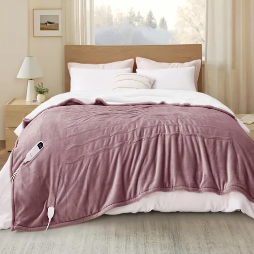 Miniatura 11 de Bedsure - Manta eléctrica de calentamiento rápido, manta de franela suave con 4 ajustes de tiempo, 6 ajustes de calefacción, regalos cálidos