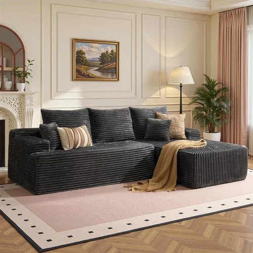 Miniatura 13 de Sofás seccionales Cloud de 96 pulgadas para sala de estar, sofá sin hueso en forma de L con cómoda silla, sofá modular con asiento profundo,